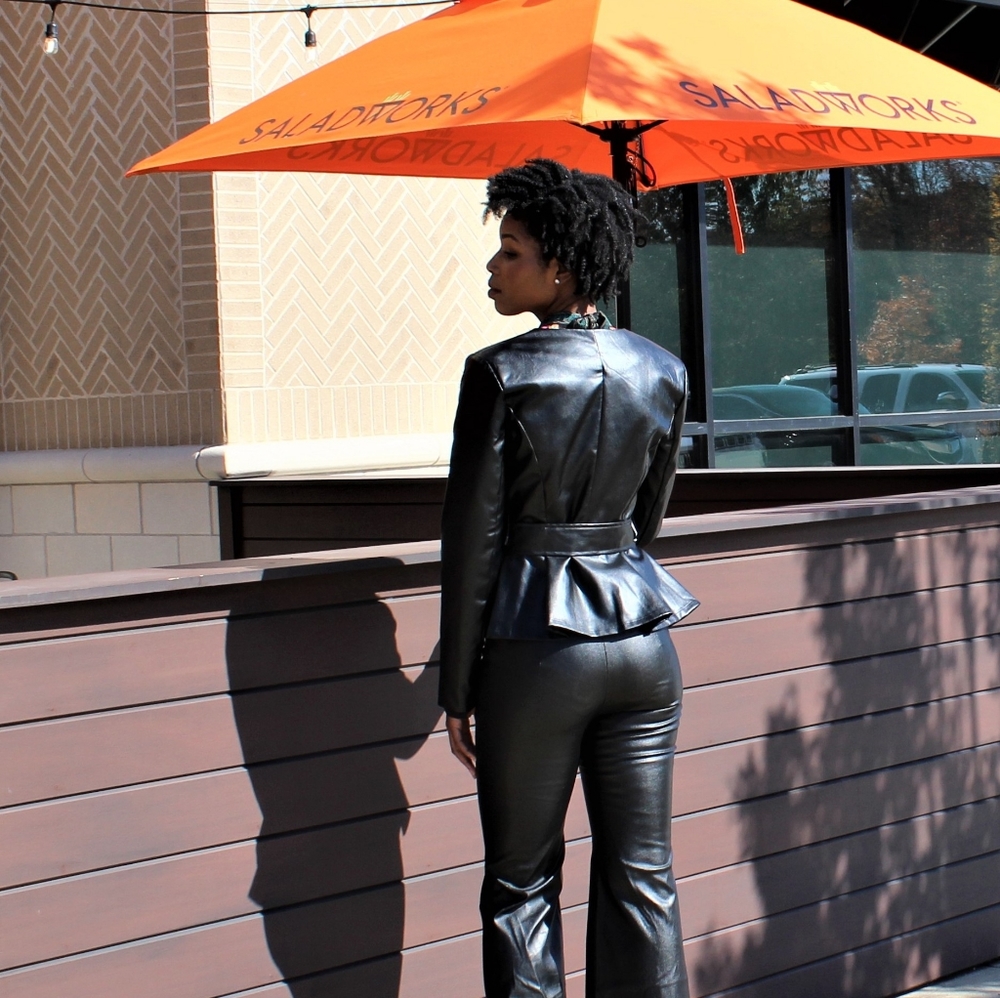 Jealous Tomato 🍅 Pleat Peplum Leather Jackets - Picture 4 of 7